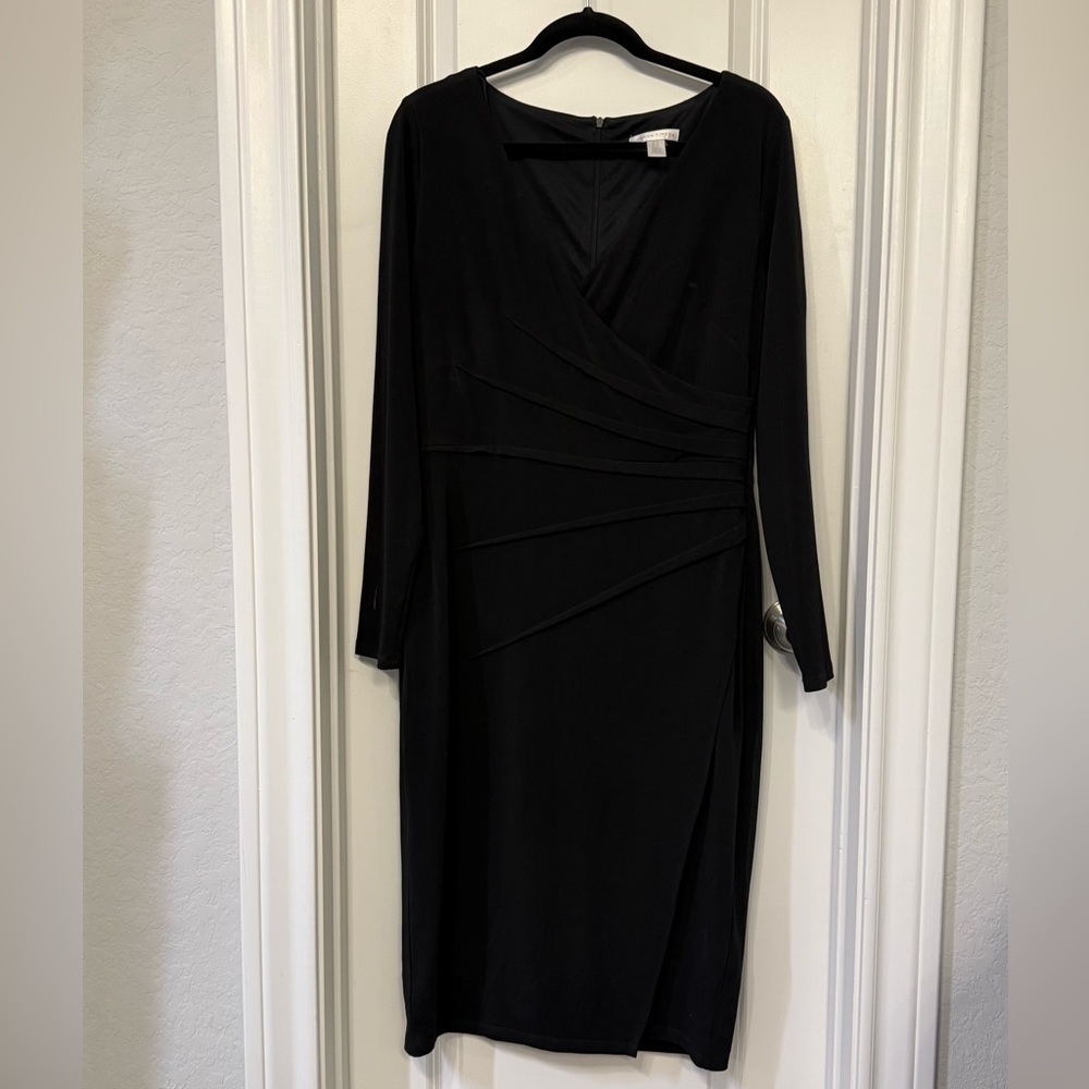 London Times Black Long Sleeve Dress Size 14W